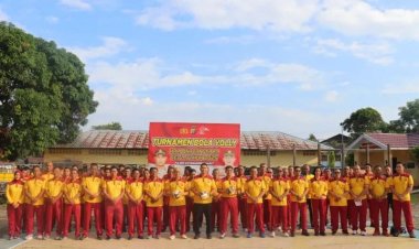 " SEMANGAT UNTUK BHAYANGKARA : TURNAMEN BOLA VOLI INTERNAL POLRES KOBAR JADI AJANG SOLIDARITAS DI HARI BHAYANGKARA KE-79 " 